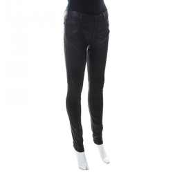 Pre Owned Burberry Black Coated Denim Low Rise Skinny Fit Jeans M 