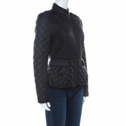 مملوكة مسبقًا Burberry London Black Diamond Pattern Quilted Jacket S