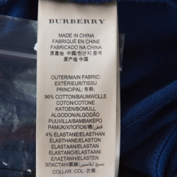Pre Owned Burberry Brit Blue Honeycomb Knit Novacheck Collar Detail Polo T-Shirt M