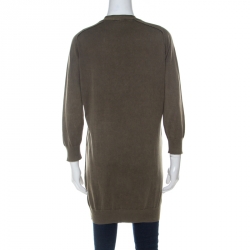 Pre Owned Burberry Brit Green Distressed Effect Knit Zipper Front Cardigan XL