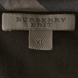 Pre Owned Burberry Brit Green Distressed Effect Knit Zipper Front Cardigan XL