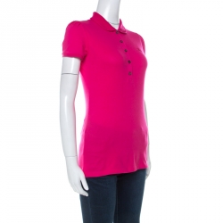 مملوكة مسبقًا قميص بولو بربري بريت أكمام منفوشة قطن بيبيه وردي S