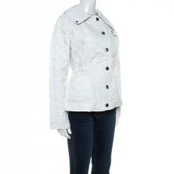 Pre Owned Burberry Brit White Diamond Quilted Jacket S