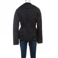 Pre Owned Burberry Black Diamond Quilted Button Front Jacket L