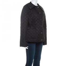 Pre Owned Burberry Black Diamond Quilted Button Front Jacket L