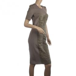 Pre Owned Burberry London Front Double Ruched Jersey Dress S
