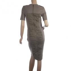 Pre Owned Burberry London Front Double Ruched Jersey Dress S