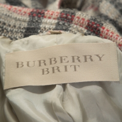 مملوكة مسبقًا معطف بربري بريت صوف تويد تريكو بيج كاروهات M