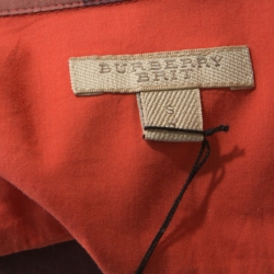 Pre Owned Burberry Brit Orange Checked Cotton Button Front Shirt S