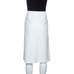 Pre Owned تنورة ميدي بربري قطن أبيض M