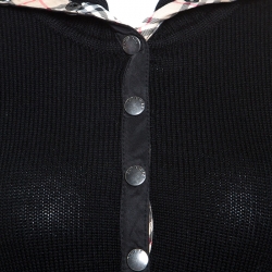 Pre Owned Burberry Black Merino Wool Novacheck Trim Sweater XS