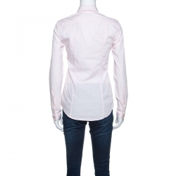 Pre Owned قميص بربري قطن سترتش وردي بأزرار أمامية  XS 