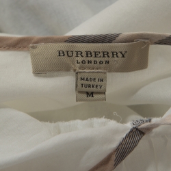 مملوكة مسبقًا فستان بربري تونيك خصر مطاطي قطن أبيض M