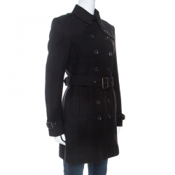 مملوكة مسبقًا Burberry Black Wool Double Breasted Trench Coat S