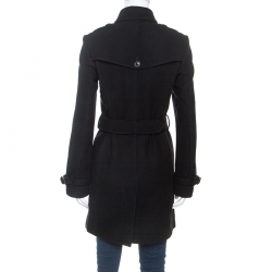 مملوكة مسبقًا Burberry Black Wool Double Breasted Trench Coat S