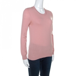 Pre Owned Burberry Brit Pink Cashmere Long Sleeve Crew Neck Sweater S