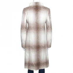 Pre Owned Burberry Beige And White Alpaca Wool Double Breasted Long Coat M