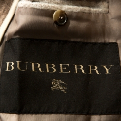 Pre Owned Burberry Beige And White Alpaca Wool Double Breasted Long Coat M