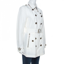 Pre Owned Burberry Brit White Double Breasted Brooksby Trench Coat M