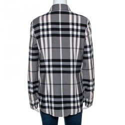 Pre Owned Burberry Grey Nova Check Stretch Cotton Long Sleeve Shirt M
