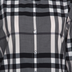 Pre Owned Burberry Grey Nova Check Stretch Cotton Long Sleeve Shirt M