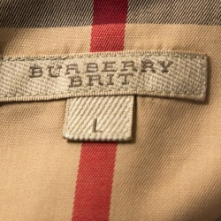Pre Owned Burberry Brit Beige Nova Check Stretch Cotton Shirt L