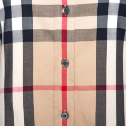 Pre Owned Burberry Brit Beige Nova Check Stretch Cotton Shirt L