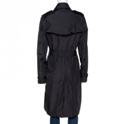 مملوكة مسبقًا Burberry Black Nylon Double Breasted Raincoat M