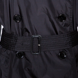 مملوكة مسبقًا Burberry Black Nylon Double Breasted Raincoat M