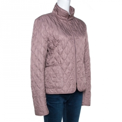 مملوكة مسبقًا Burberry Pink Diamond Quilted Zip Front Jacket L