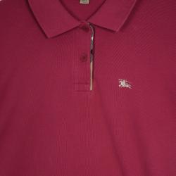 Pre Owned Burberry Fritillary Pink Check Placket Polo Shirt S