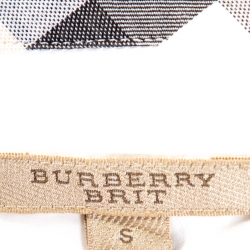 مملوكة مسبقًا قميص بربري بريت أكمام طويلة قطن ستريتش أبيض S