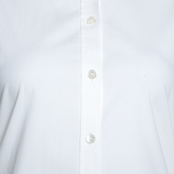 مملوكة مسبقًا قميص بربري بريت أكمام طويلة قطن ستريتش أبيض S