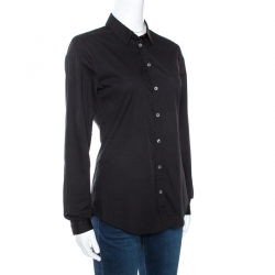 Pre Owned Burberry Brit Black Stretch Cotton Long Sleeve Shirt S