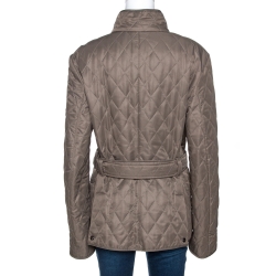 Pre Owned Burberry Olive Green Diamond Quilted Belt Detail Jacket XL