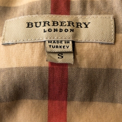 مملوكة مسبقًا قميص بربري قطن مرن مربعات نوفا بيج مقاس صغير (سمول)