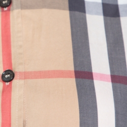 مملوكة مسبقًا قميص بربري قطن مرن مربعات نوفا بيج مقاس صغير (سمول)