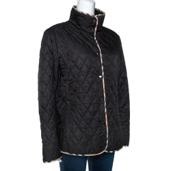مملوكة مسبقًا Burberry Black Diamond Quilted Button Front Jacket M