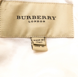 Pre Owned Burberry White Cotton Lace Shift Dress M