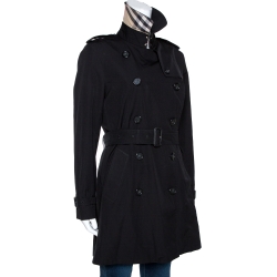 مملوكة مسبقًا Burberry Black Cotton Double Breasted Trench Coat M