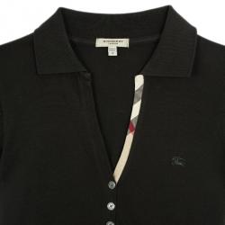 Pre Owned Burberry Check Placket Polo T Shirt S
