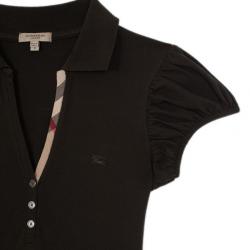 Pre Owned Burberry Check Placket Polo T Shirt S