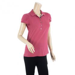 Pre Owned Burberry Check Placket Polo T Shirt M