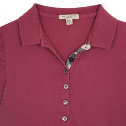 Pre Owned Burberry Check Placket Polo T Shirt M