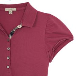 Pre Owned Burberry Check Placket Polo T Shirt M