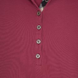 Pre Owned Burberry Check Placket Polo T Shirt M