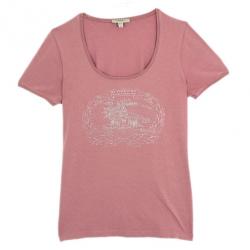 Pre Owned Burberry Pink Cotton Logo T Shirt M