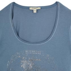 مملوكة مسبقًا Burberry Blue Cotton Logo T-shirt M
