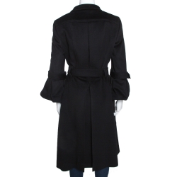 Pre Owned Burberry Prorsum Black Cashmere Blend Pleated Mid Length Coat M