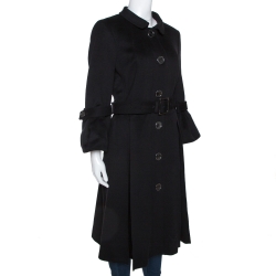 Pre Owned Burberry Prorsum Black Cashmere Blend Pleated Mid Length Coat M